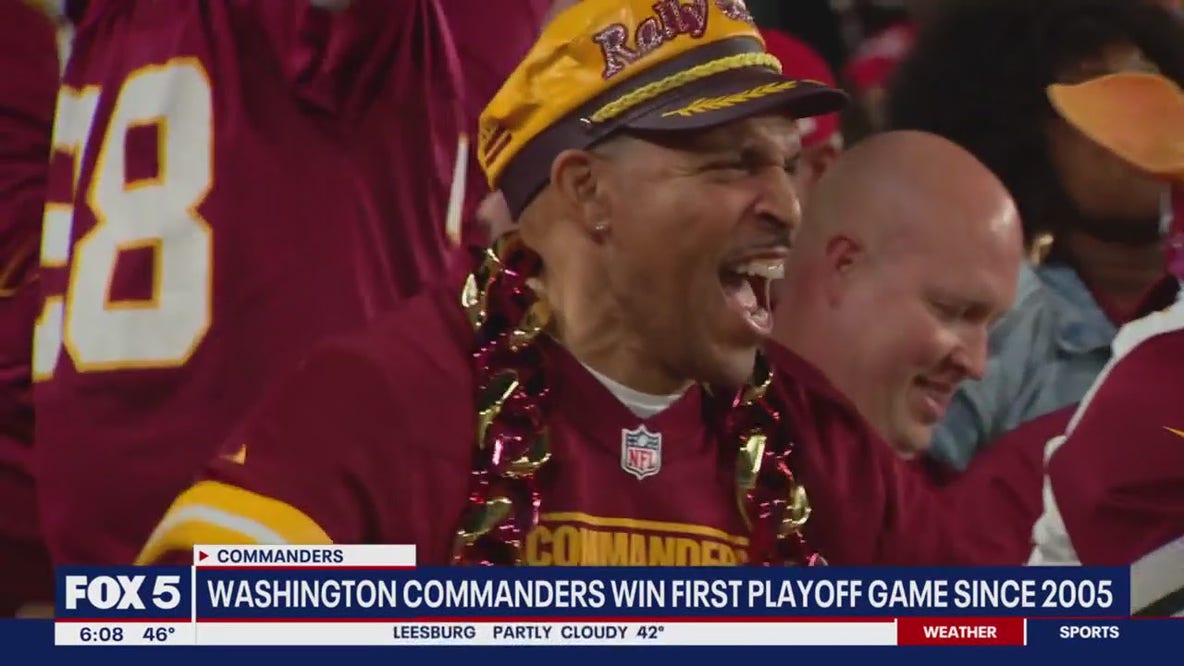 Fans celebrate Commanders' first playoff win since '06